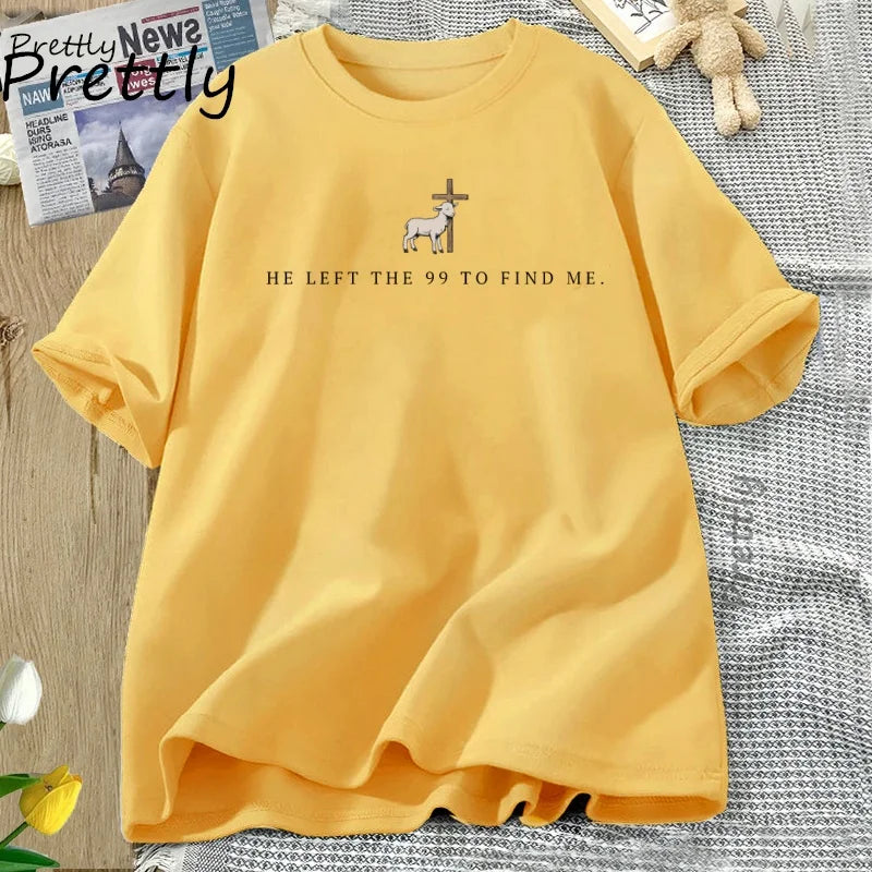 He Left The 99 T Shirt Christian T-Shirts Men Women Bible Verse Tshirt Religious Short Sleeve Tee Shirt Men's Clothing Tops