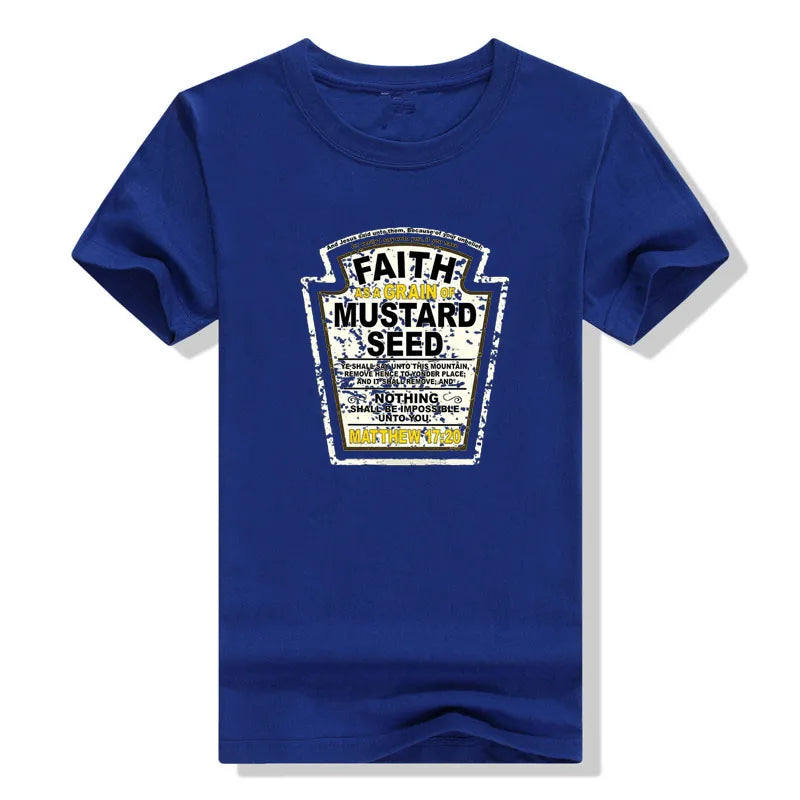 Faith As A Grain of Mustard Seed Women's and Men's Christian Parody T-Shirt Tops Funny Aesthetic Clothes Short Sleeve Blouses