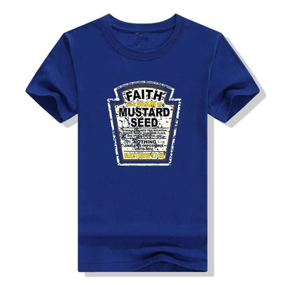 Faith As A Grain of Mustard Seed Women's and Men's Christian Parody T-Shirt Tops Funny Aesthetic Clothes Short Sleeve Blouses