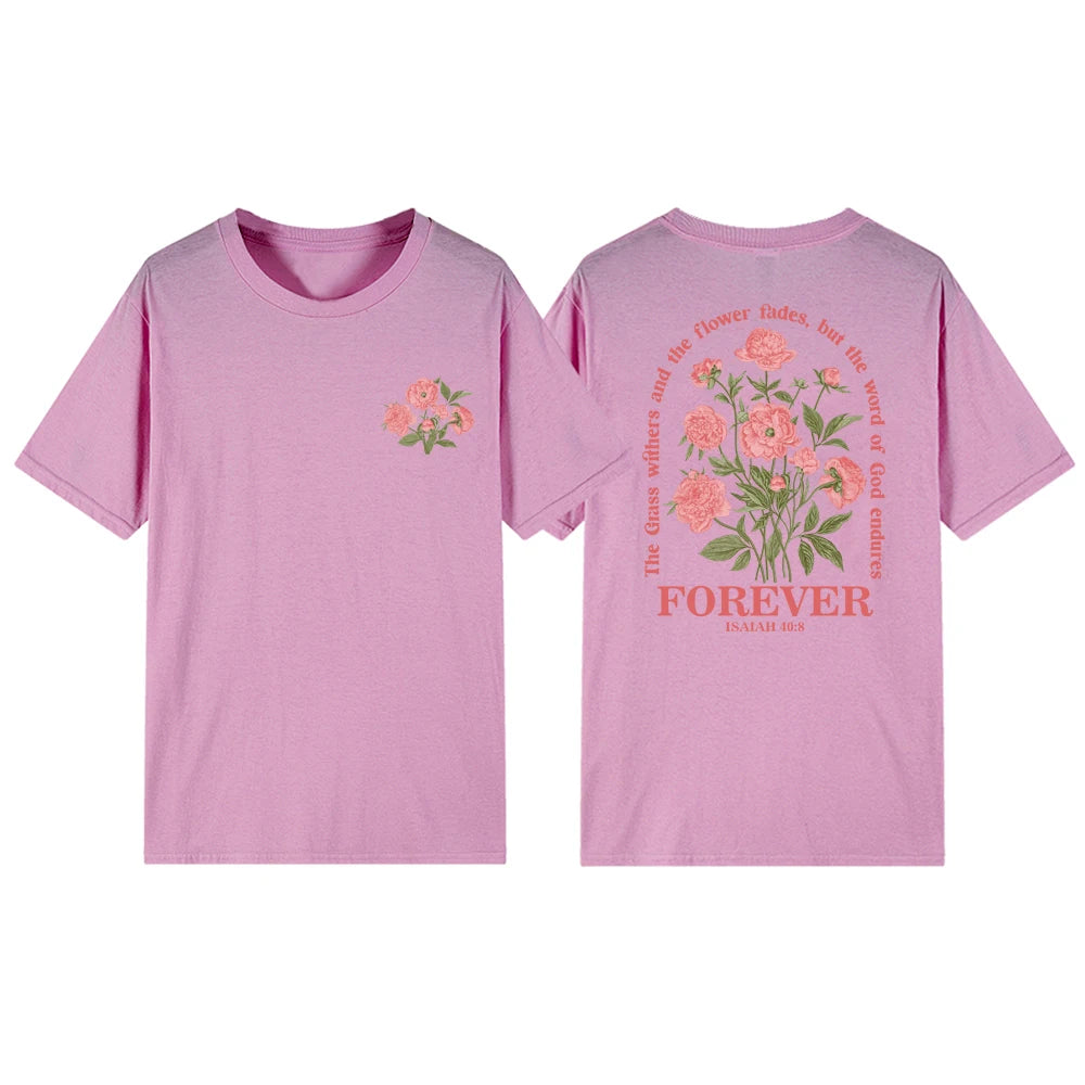 Boho Christian T-shirt Women Bible Verse Tshirt Jesus Apparel Vintage Floral Tshirt Flower Graphic Tees Women Streetwear Tops