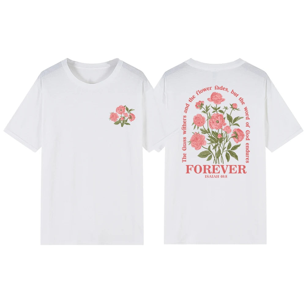 Boho Christian T-shirt Women Bible Verse Tshirt Jesus Apparel Vintage Floral Tshirt Flower Graphic Tees Women Streetwear Tops