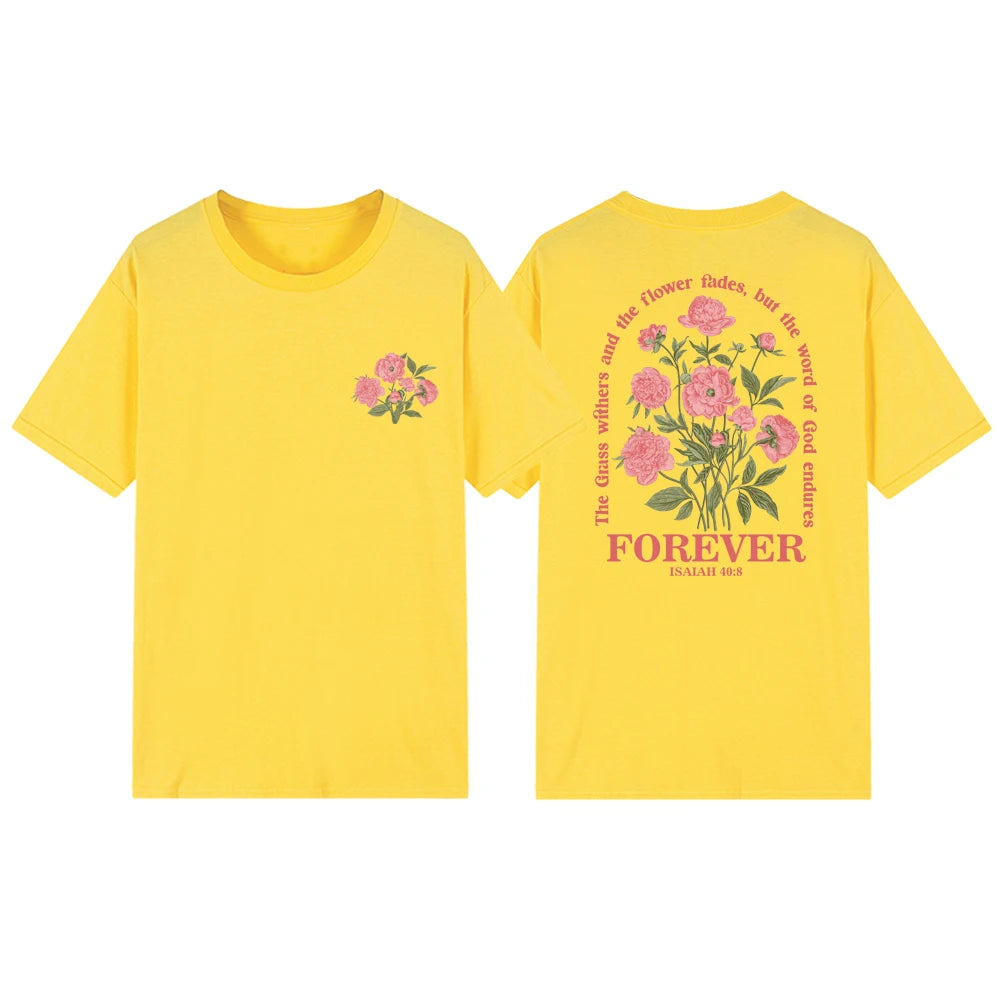 Boho Christian T-shirt Women Bible Verse Tshirt Jesus Apparel Vintage Floral Tshirt Flower Graphic Tees Women Streetwear Tops