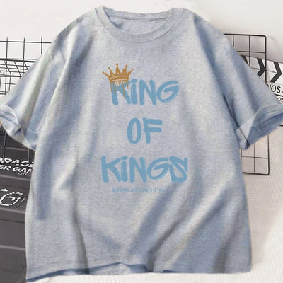 King of Kings T-Shirt Christian Clothing Religious Gift for Women Jesus Christ Streetwear Faith  Short Sleeve Tees