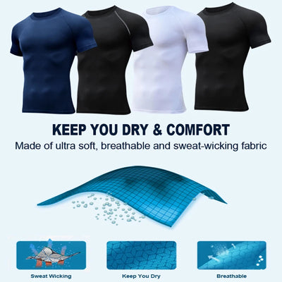 Bible Cross Print Compression Shirt for Men Christian Gym Workout Running T-Shirt Tees Athletic Quick Dry Undershirts Baselayers