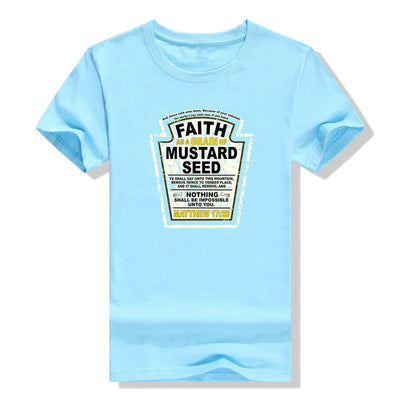 Faith As A Grain of Mustard Seed Women's and Men's Christian Parody T-Shirt Tops Funny Aesthetic Clothes Short Sleeve Blouses