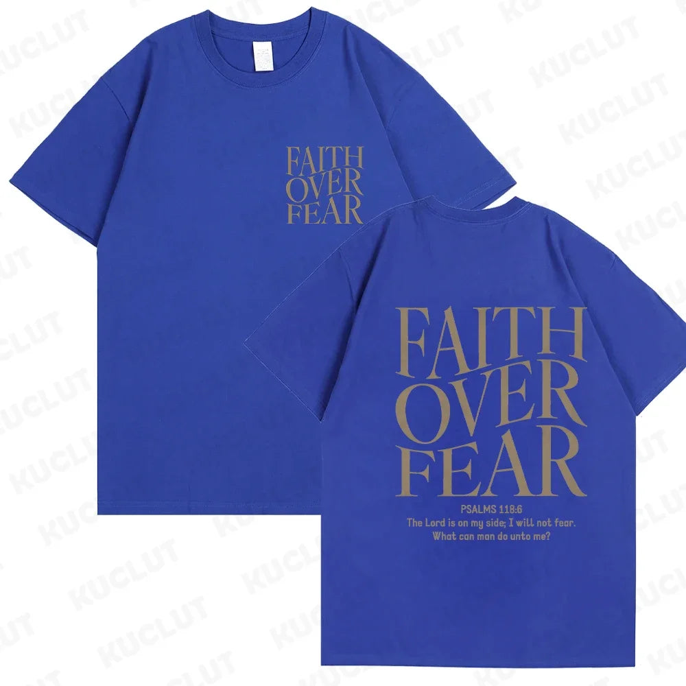 Faith Over Fear Christian Women T-shirts Christian Clothes Jesus Fashion Trendy T-shirts Bible Verse Sportwear Aesthetic Clothes