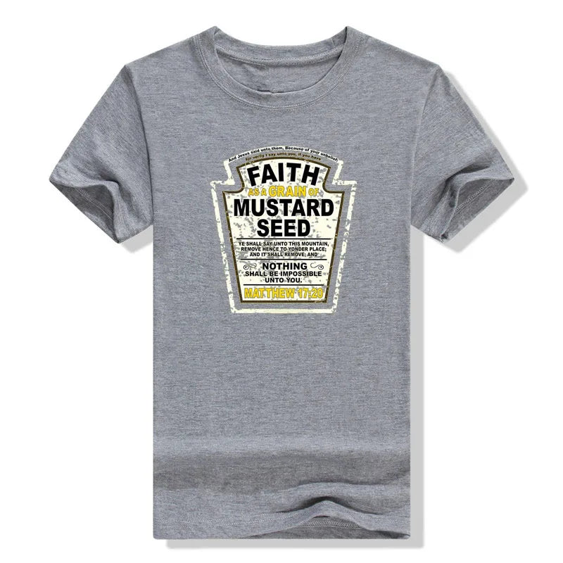 Faith As A Grain of Mustard Seed Women's and Men's Christian Parody T-Shirt Tops Funny Aesthetic Clothes Short Sleeve Blouses