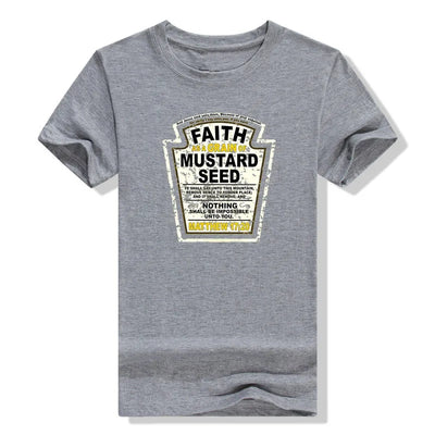 Faith As A Grain of Mustard Seed Women's and Men's Christian Parody T-Shirt Tops Funny Aesthetic Clothes Short Sleeve Blouses
