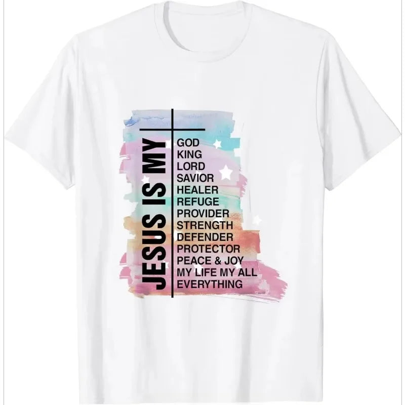 Men's Clothing Christian Jesus Is King Design Crown T-shirt Casual Couple Tshirt Tees Fitness T Shirt