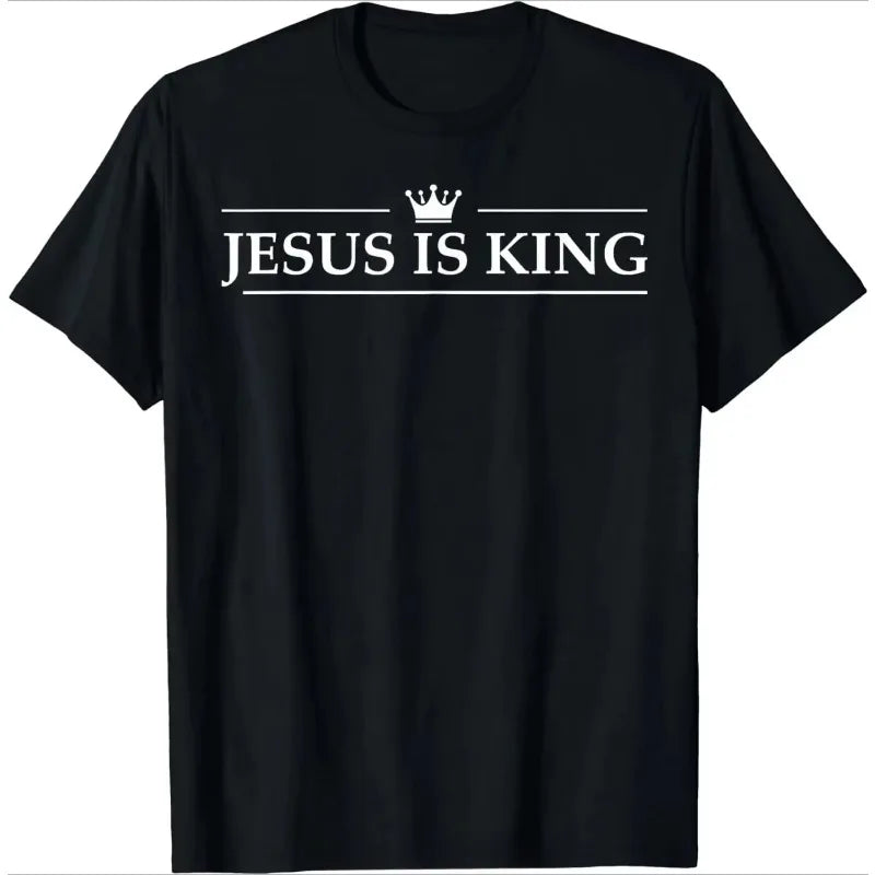 Men's Clothing Christian Jesus Is King Design Crown T-shirt Casual Couple Tshirt Tees Fitness T Shirt