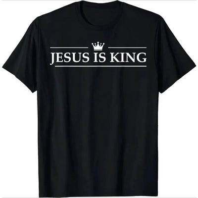 Men's Clothing Christian Jesus Is King Design Crown T-shirt Casual Couple Tshirt Tees Fitness T Shirt
