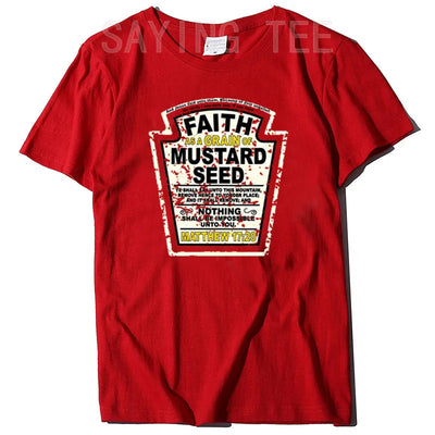 Faith As A Grain of Mustard Seed Women's and Men's Christian Parody T-Shirt Tops Funny Aesthetic Clothes Short Sleeve Blouses