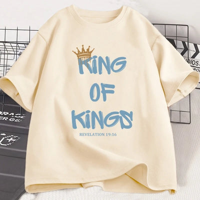 King of Kings T-Shirt Christian Clothing Religious Gift for Women Jesus Christ Streetwear Faith  Short Sleeve Tees