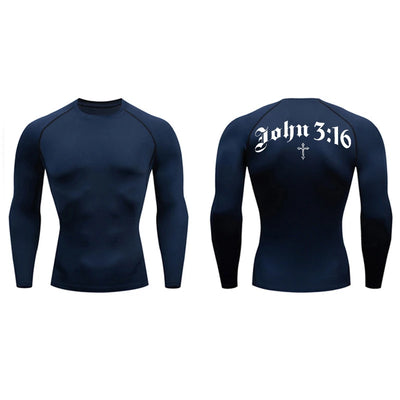 Bible Cross Print Compression Shirt for Men Christian Gym Workout Running T-Shirt Tees Athletic Quick Dry Undershirts Baselayers