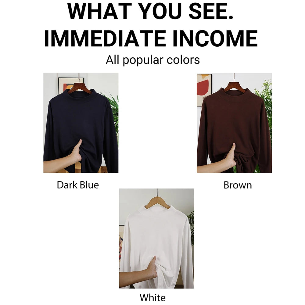 Christ Has Made Me Invincible Print Male Long Sleeved Shirts Fit Clothes Autumn Warm Shirt Casual Half High Collar Base Layer