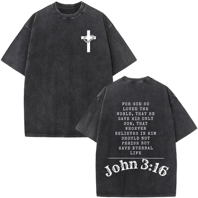 Christian Jesus Faith Over Fear Bible Verse Washed T-shirts Men Women Fashion Vintage Oversized T Shirts Harajuku T-shirt