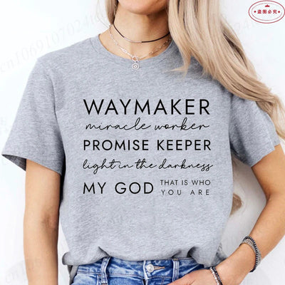 Christian T-shirts Waymaker Clothes Religious Gifts Women Crewneck Tshirts Faith Clothes Christian Bible Verse Pullover Tees Top