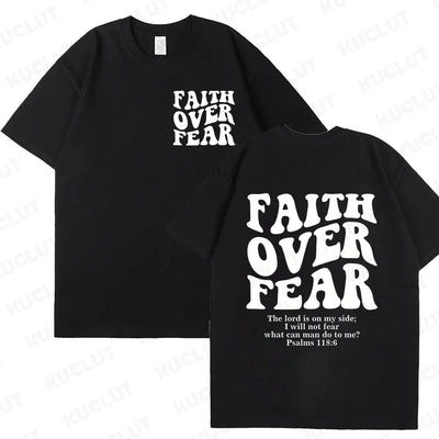 Faith Over Fear Christian Women T-shirts Christian Clothes Jesus Fashion Trendy T-shirts Bible Verse Sportwear Aesthetic Clothes