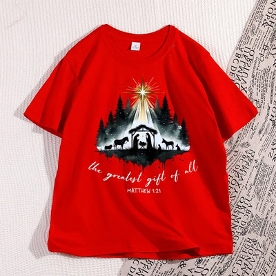 Nativity Christian T-shirt Men Women Christmas Bible Verse Tshirt Casual Cotton Short Sleeve Round Neck Graphic Tees Clothes