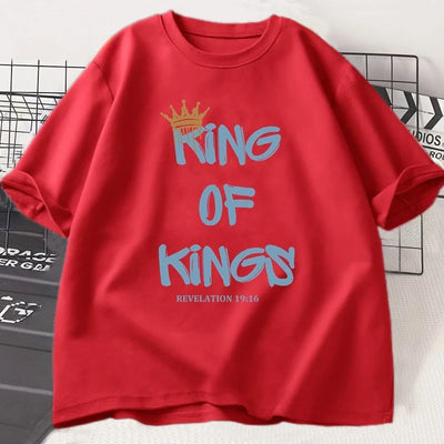 King of Kings T-Shirt Christian Clothing Religious Gift for Women Jesus Christ Streetwear Faith  Short Sleeve Tees