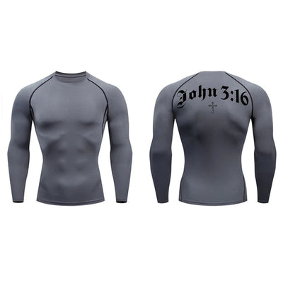 Bible Cross Print Compression Shirt for Men Christian Gym Workout Running T-Shirt Tees Athletic Quick Dry Undershirts Baselayers