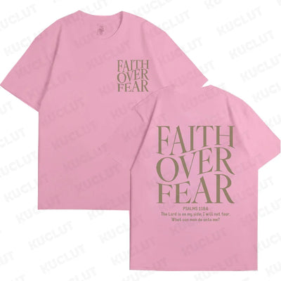 Faith Over Fear Christian Women T-shirts Christian Clothes Jesus Fashion Trendy T-shirts Bible Verse Sportwear Aesthetic Clothes