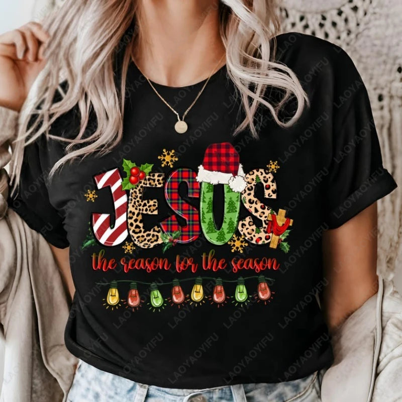 Jesus Is The Reason for The Season Christmas Christian Clothing Trendy Religious Cute Faith Tees Men Women Cotton Xmas Tshirt
