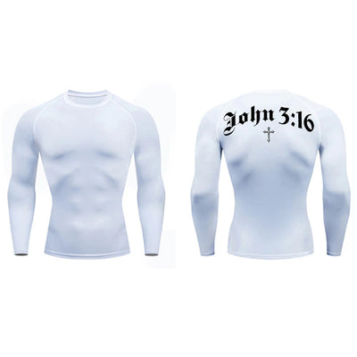 Bible Cross Print Compression Shirt for Men Christian Gym Workout Running T-Shirt Tees Athletic Quick Dry Undershirts Baselayers