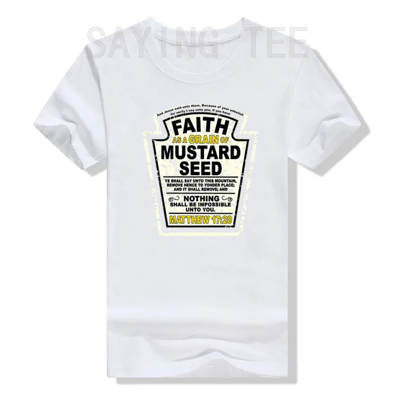 Faith As A Grain of Mustard Seed Women's and Men's Christian Parody T-Shirt Tops Funny Aesthetic Clothes Short Sleeve Blouses
