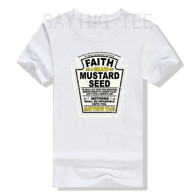 Faith As A Grain of Mustard Seed Women's and Men's Christian Parody T-Shirt Tops Funny Aesthetic Clothes Short Sleeve Blouses