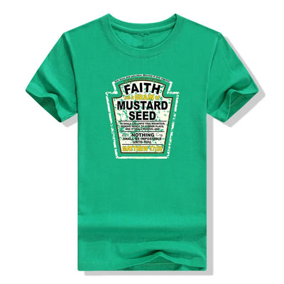 Faith As A Grain of Mustard Seed Women's and Men's Christian Parody T-Shirt Tops Funny Aesthetic Clothes Short Sleeve Blouses
