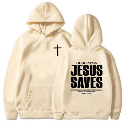 Jesus Saves John 3:16:17 Patterned printed hoodie Christian Bible men's clothing Comfortable pocket sweatshirt
