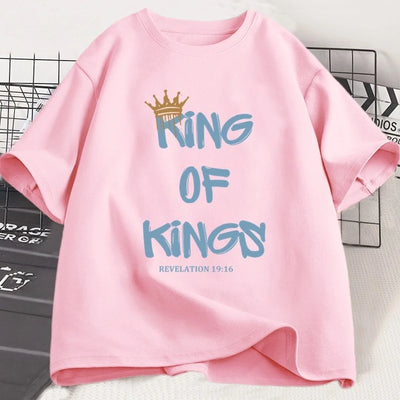 King of Kings T-Shirt Christian Clothing Religious Gift for Women Jesus Christ Streetwear Faith  Short Sleeve Tees