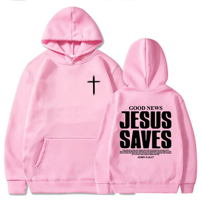 Jesus Saves John 3:16:17 Patterned printed hoodie Christian Bible men's clothing Comfortable pocket sweatshirt