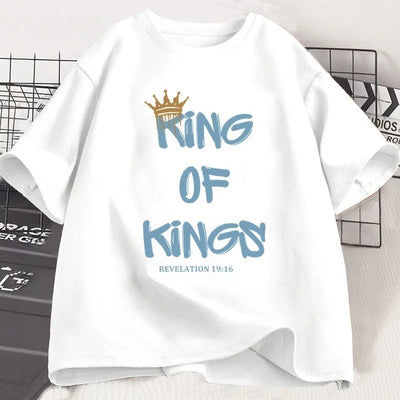 King of Kings T-Shirt Christian Clothing Religious Gift for Women Jesus Christ Streetwear Faith  Short Sleeve Tees