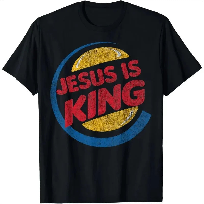 Men's Clothing Christian Jesus Is King Design Crown T-shirt Casual Couple Tshirt Tees Fitness T Shirt