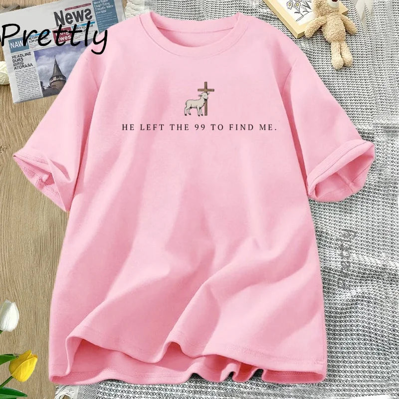 He Left The 99 T Shirt Christian T-Shirts Men Women Bible Verse Tshirt Religious Short Sleeve Tee Shirt Men's Clothing Tops