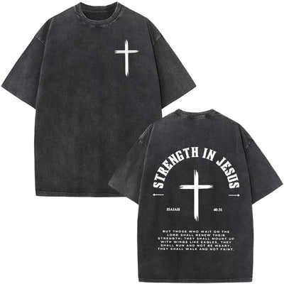 Christian Jesus Faith Over Fear Bible Verse Washed T-shirts Men Women Fashion Vintage Oversized T Shirts Harajuku T-shirt