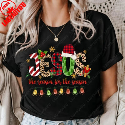 Jesus Is The Reason for The Season Christmas Christian Clothing Trendy Religious Cute Faith Tees Men Women Cotton Xmas Tshirt