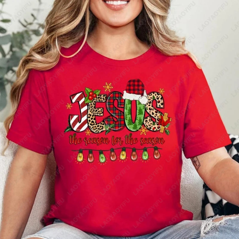 Jesus Is The Reason for The Season Christmas Christian Clothing Trendy Religious Cute Faith Tees Men Women Cotton Xmas Tshirt