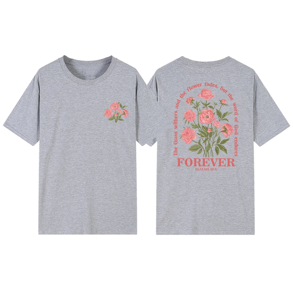 Boho Christian T-shirt Women Bible Verse Tshirt Jesus Apparel Vintage Floral Tshirt Flower Graphic Tees Women Streetwear Tops