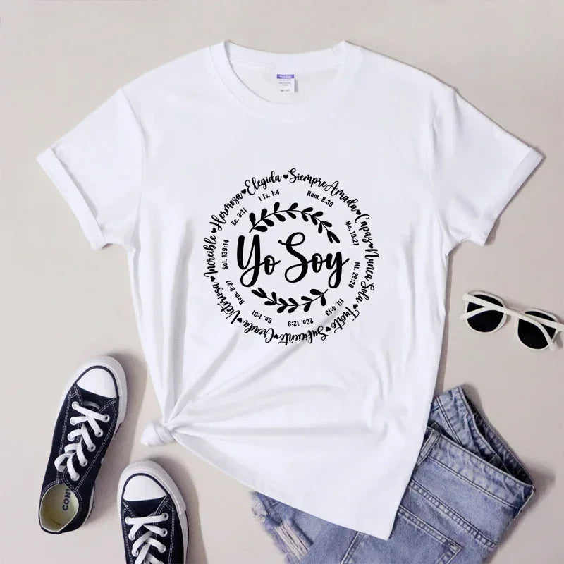 Slogan Tee Shirt Top Sassy Christian Bible Verse Tshirts T-shirt Camiseta Vintage Women Spanish Inspirational