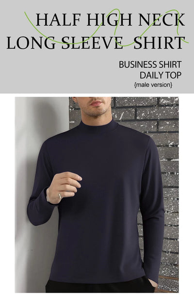 Christ Has Made Me Invincible Print Male Long Sleeved Shirts Fit Clothes Autumn Warm Shirt Casual Half High Collar Base Layer