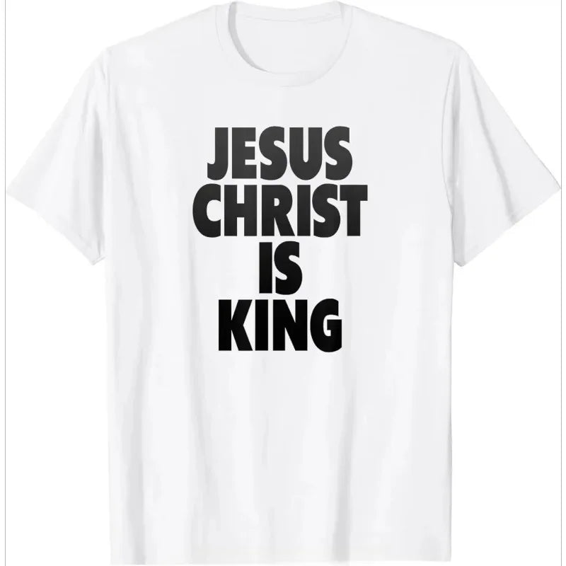 Men's Clothing Christian Jesus Is King Design Crown T-shirt Casual Couple Tshirt Tees Fitness T Shirt