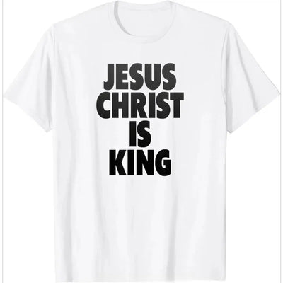 Men's Clothing Christian Jesus Is King Design Crown T-shirt Casual Couple Tshirt Tees Fitness T Shirt