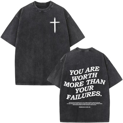 Christian Jesus Faith Over Fear Bible Verse Washed T-shirts Men Women Fashion Vintage Oversized T Shirts Harajuku T-shirt