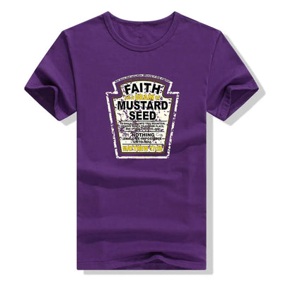 Faith As A Grain of Mustard Seed Women's and Men's Christian Parody T-Shirt Tops Funny Aesthetic Clothes Short Sleeve Blouses