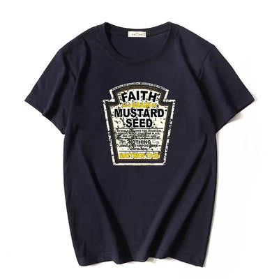 Faith As A Grain of Mustard Seed Women's and Men's Christian Parody T-Shirt Tops Funny Aesthetic Clothes Short Sleeve Blouses