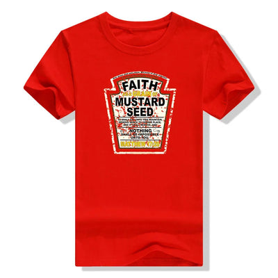 Faith As A Grain of Mustard Seed Women's and Men's Christian Parody T-Shirt Tops Funny Aesthetic Clothes Short Sleeve Blouses