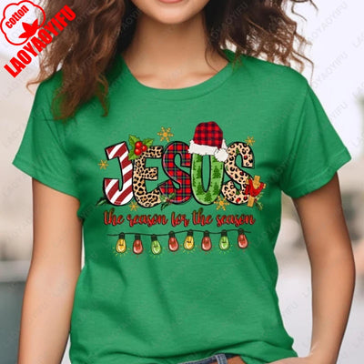 Jesus Is The Reason for The Season Christmas Christian Clothing Trendy Religious Cute Faith Tees Men Women Cotton Xmas Tshirt
